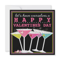 Happy Colourful Cocktails Valentine's Day Party Announcements