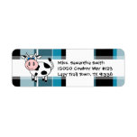 Happy Cow Blue Stripe Return Address Labels