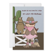 Happy Cowgirl - Birthday Party Invitation