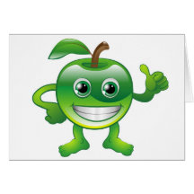 Happy cute apple fruit character card