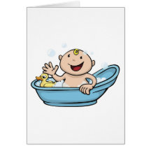 Happy cute baby bath time cards