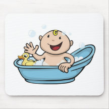 Happy cute baby bath time mouse pads