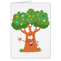 happy cute cartoon abc alphabet tree card