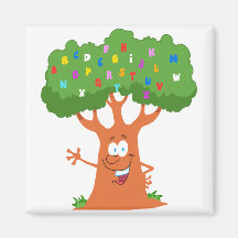 happy cute cartoon abc alphabet tree fridge magnets