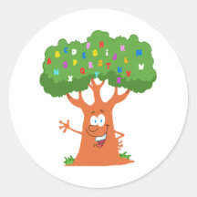 happy cute cartoon abc alphabet tree sticker