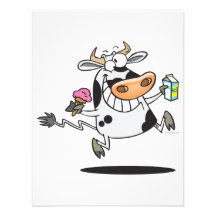 happy cute dairy cow cartoon ice cream milk invite