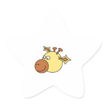 Happy Cute Giraffe. Cartoon Animal. Star Sticker