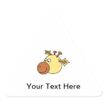 Happy Cute Giraffe. Cartoon Animal. Triangle Sticker