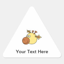 Happy Cute Giraffe. Cartoon Animal. Triangle Sticker