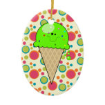 happy cute kawaii lime ice cream cone dots ornaments