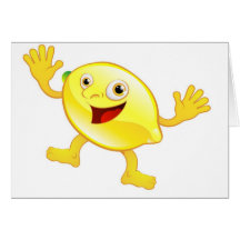 Happy cute lemon fruit character cards