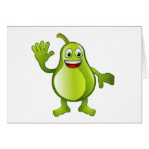Happy cute pear fruit character cards
