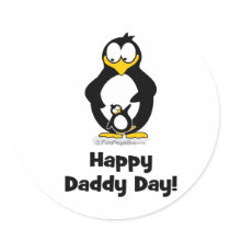 Happy Daddy Day Penguin Round Stickers