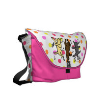 Happy Dancing Lab Trio Cartoon Messenger Bags