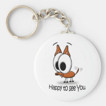 happy dog key chain