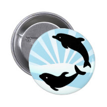 Happy Dolphins and Sunshine Button