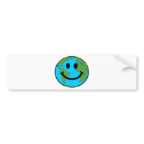 Happy Earth Smiley Face Bumper Stickers
