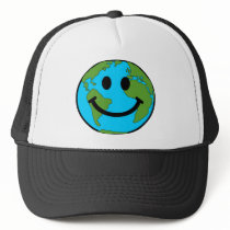 Happy Earth Smiley Face Trucker Hat