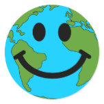 Happy Earth Smiley Face stickers
