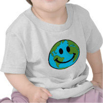 Happy Earth Smiley Face T-shirts