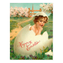 Happy Easter Baby Vintage Post Card