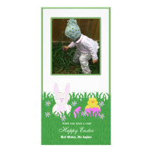Happy Easter Bunny and Baby Duck Photo Card