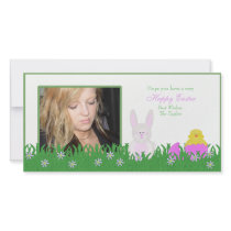 Happy Easter Bunny and Baby Duck Photo Card