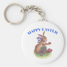 Happy easter bunny keychain