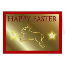 Happy Easter bunny rabbit easter eggs hare hoppy Greeting Cards