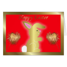 Happy Easter bunny rabbit easter eggs hare hoppy Greeting Card
