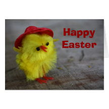 Happy Easter Chick in Hat Card