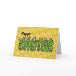 Happy easter chicks plaid greeting cards