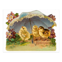 Happy Easter Chicks Vintage Postcard