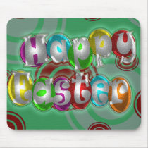 Happy Easter Colourful Eggs Circles Mousepad