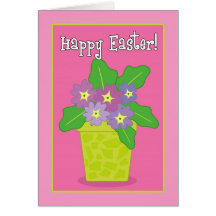Happy Easter Colourful Violets Greeting Card