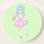 Happy Easter Girl Green Coaster