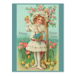 Happy Easter Girl Vintage postcards