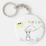 Happy Easter Kids Drawing Keychains