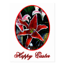 Happy Easter o Red Tiger Lily The MUSEUM Zazzle Gi Postcards