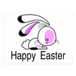 Happy Easter Pink Easter Bunny Postcards
