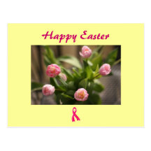 Happy Easter Pink Ribbon Post Cards