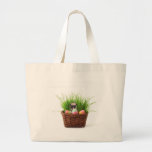 Happy Easter pug puppy Canvas Bags