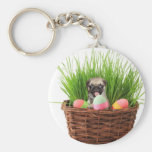 Happy Easter pug puppy Key Chain