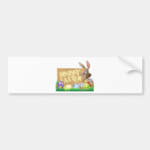 Happy Easter Sign Bunny Bumper Stickers