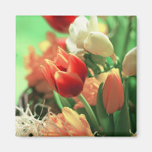 Happy Easter Tulips Refrigerator Magnet