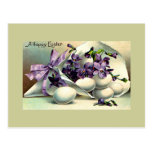 Happy Easter Violets & Eggs Vintage postcards