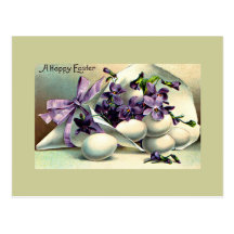 Happy Easter Violets & Eggs Vintage Post Cards