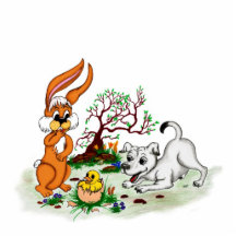 Happy Easter! Welpe, Küken, Hase Acrylausschnitt