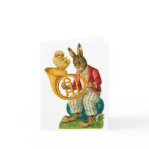 Happy Easter With French Horn Greeting Card