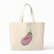 Happy Eggplant Vegetable Cartoon Canvas Bags